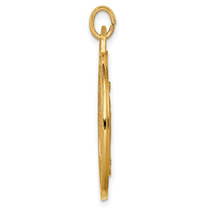 14k Polished and Satin Solid Large Miraculous Medal Round Pendant