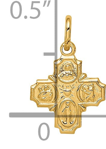 14k Polished Solid Tiny 4-Way Medal Charm