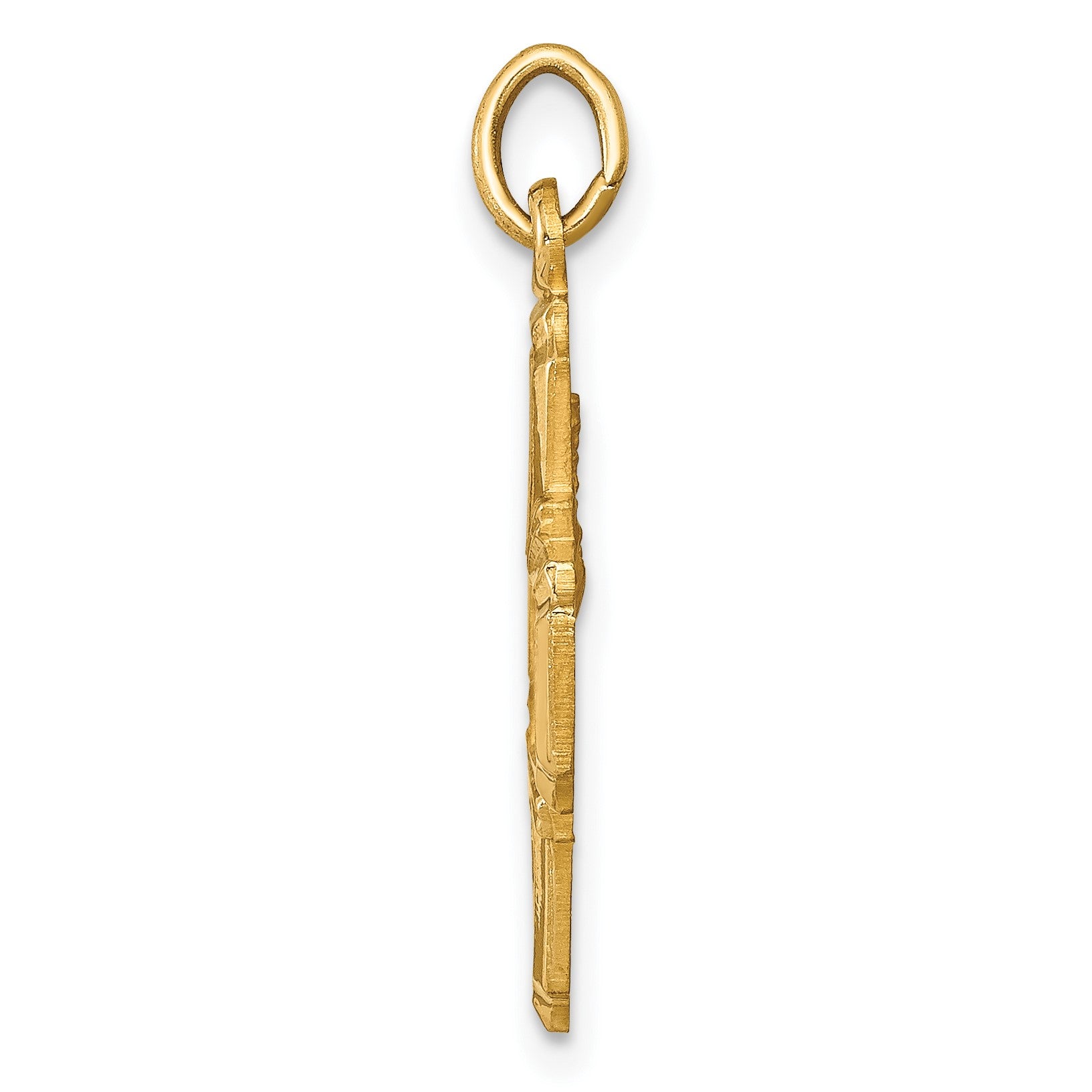 14k Polished and Satin Solid Small 4-Way Medal Pendant