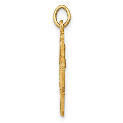 14k Polished and Satin Solid Small 4-Way Medal Pendant