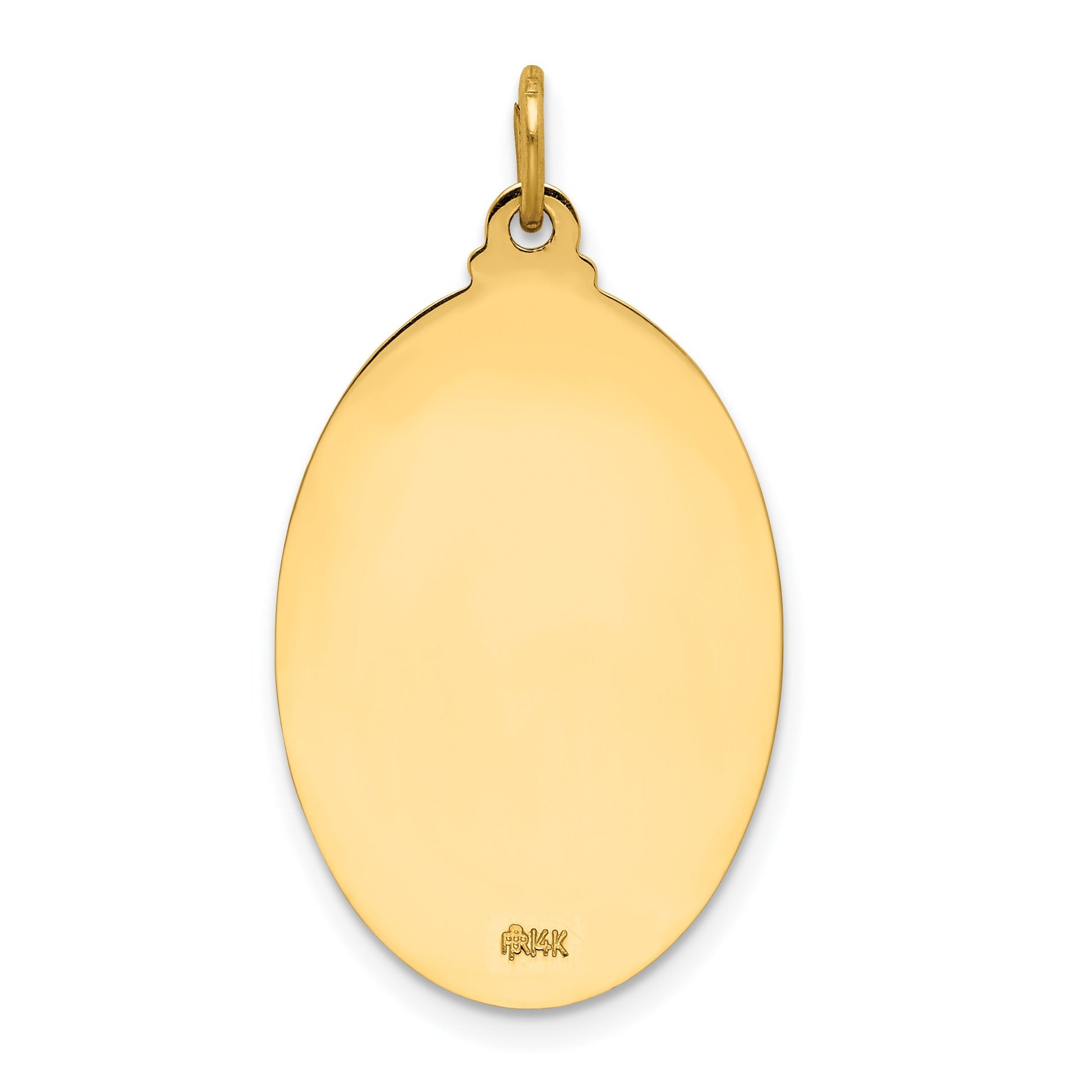 14k Polished and Satin Solid St. Anthony Medal Oval Pendant