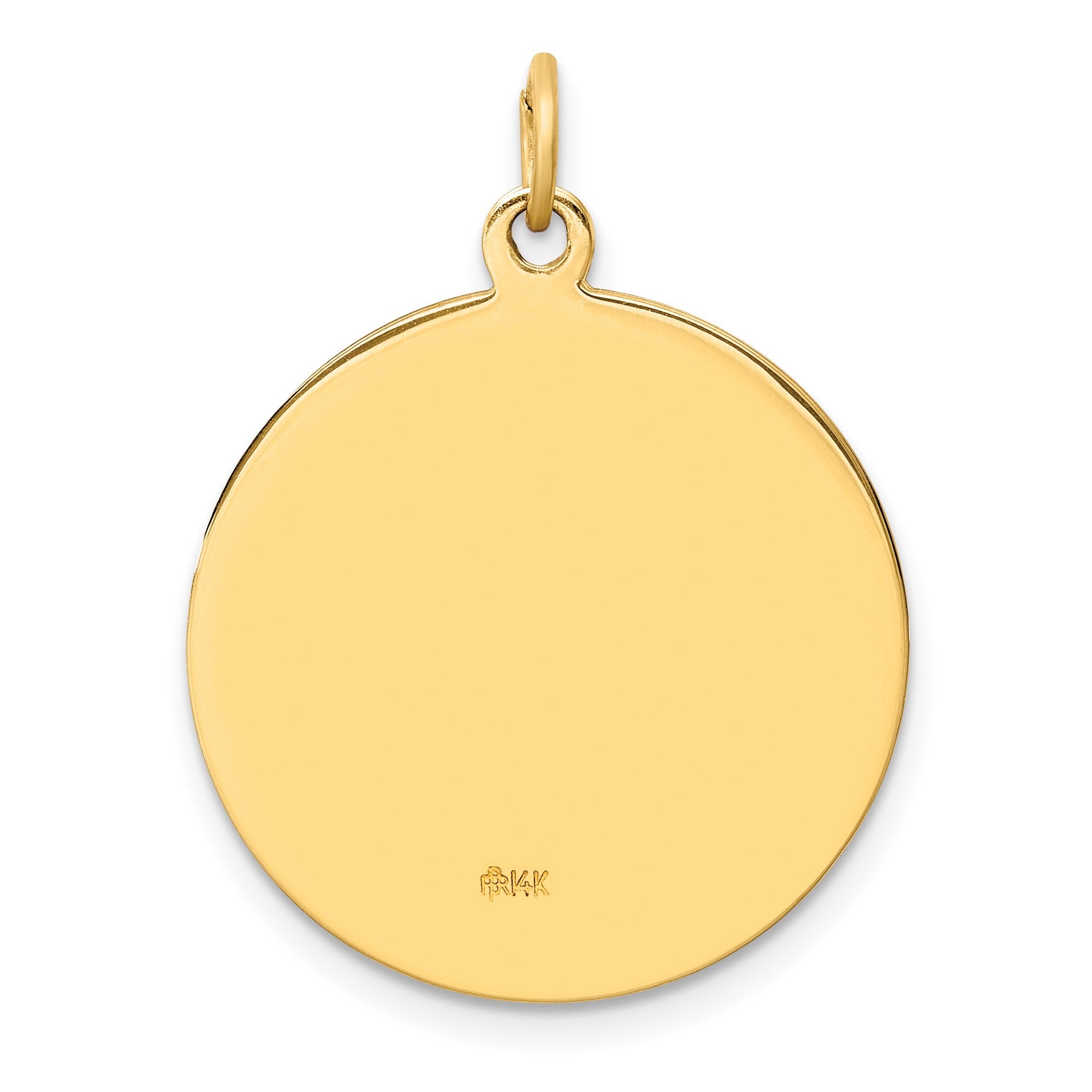 14k Polished and Satin Medium Solid  Round St. Christopher Medal Pendant
