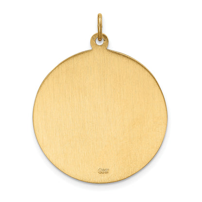 14k Polished and Satin Solid St. Christopher Medal Round Pendant