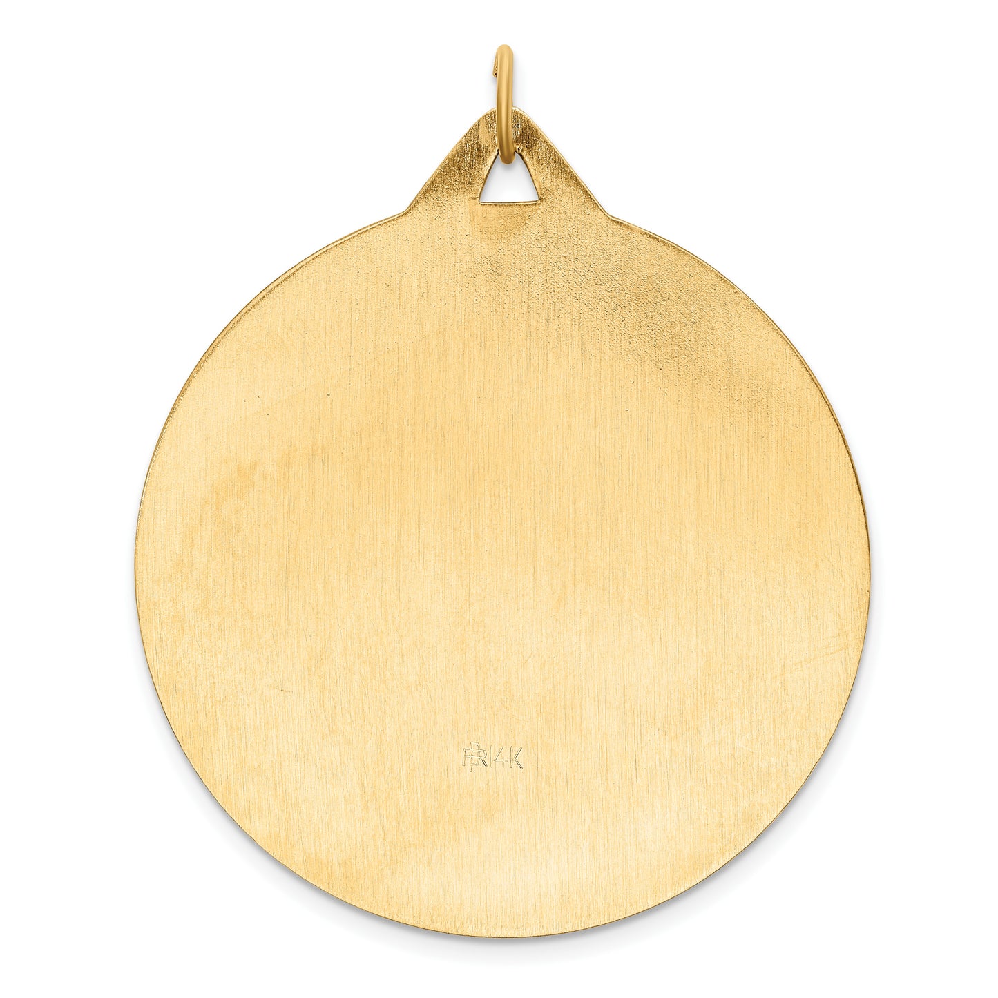 14k Polished and Satin Solid Extra Large St. Christopher Medal Round Pendant