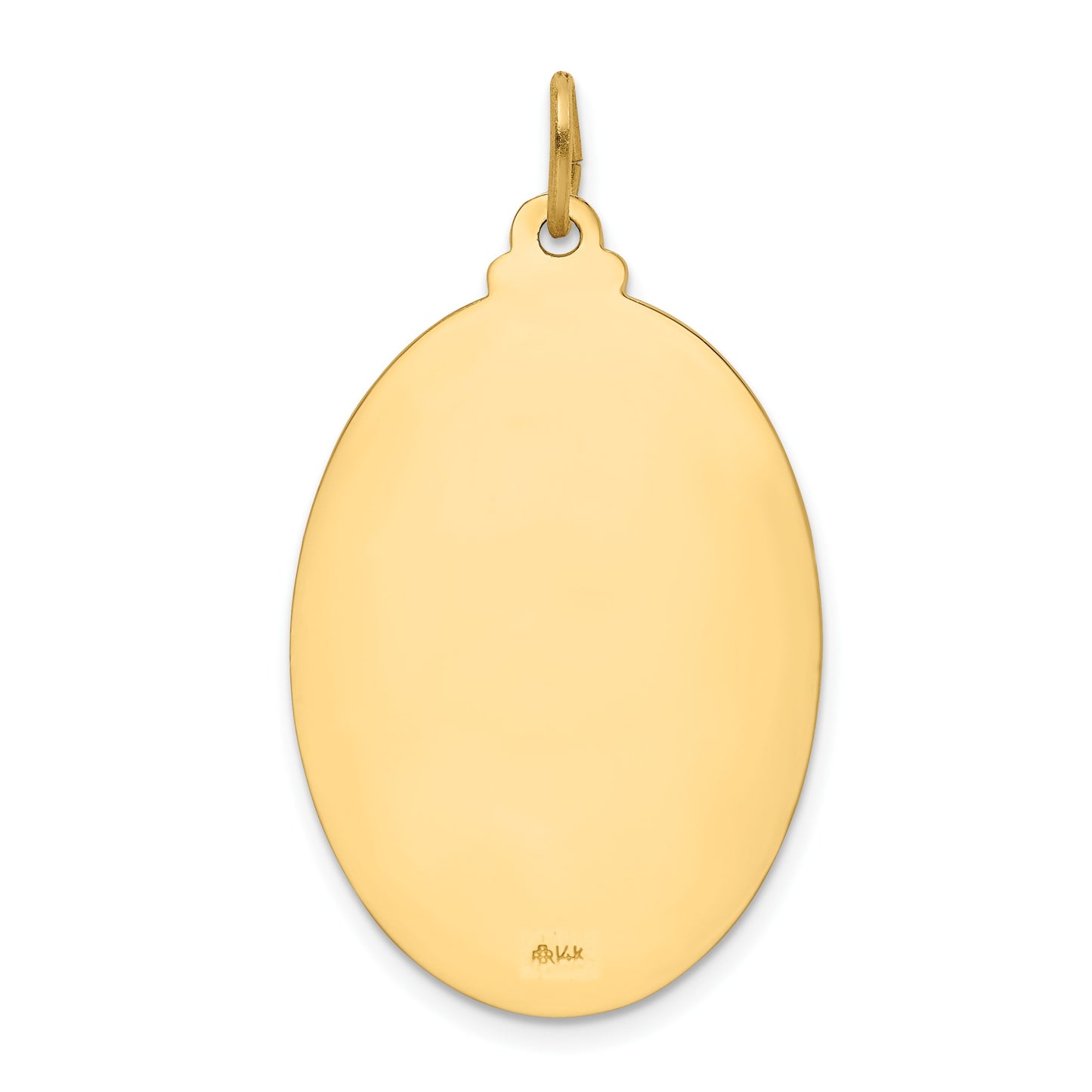 14k Polished and Satin Large Solid St. Christopher Medal Oval Pendant