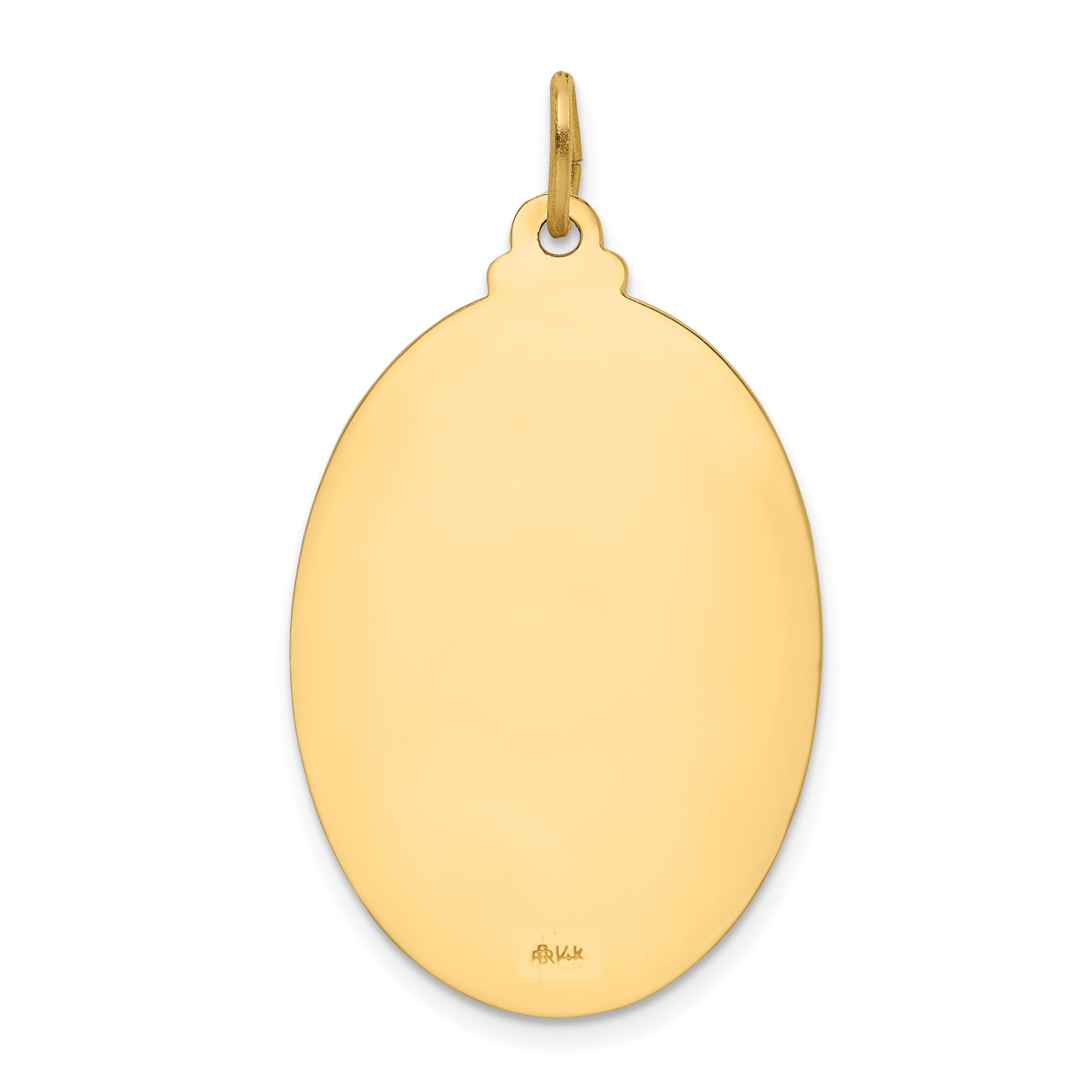 14k Polished and Satin Large Solid St. Christopher Medal Oval Pendant