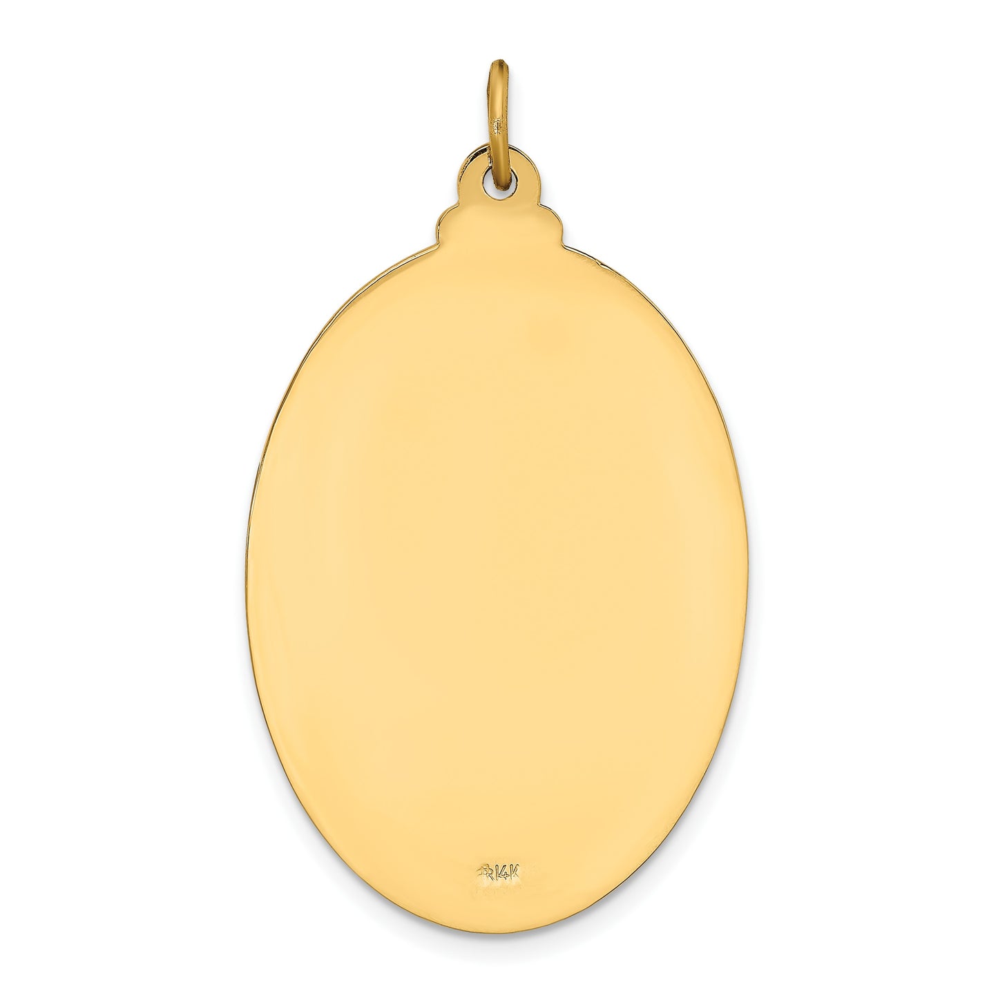 14k Polished and Satin Solid Large St. Christopher Medal Oval Pendant