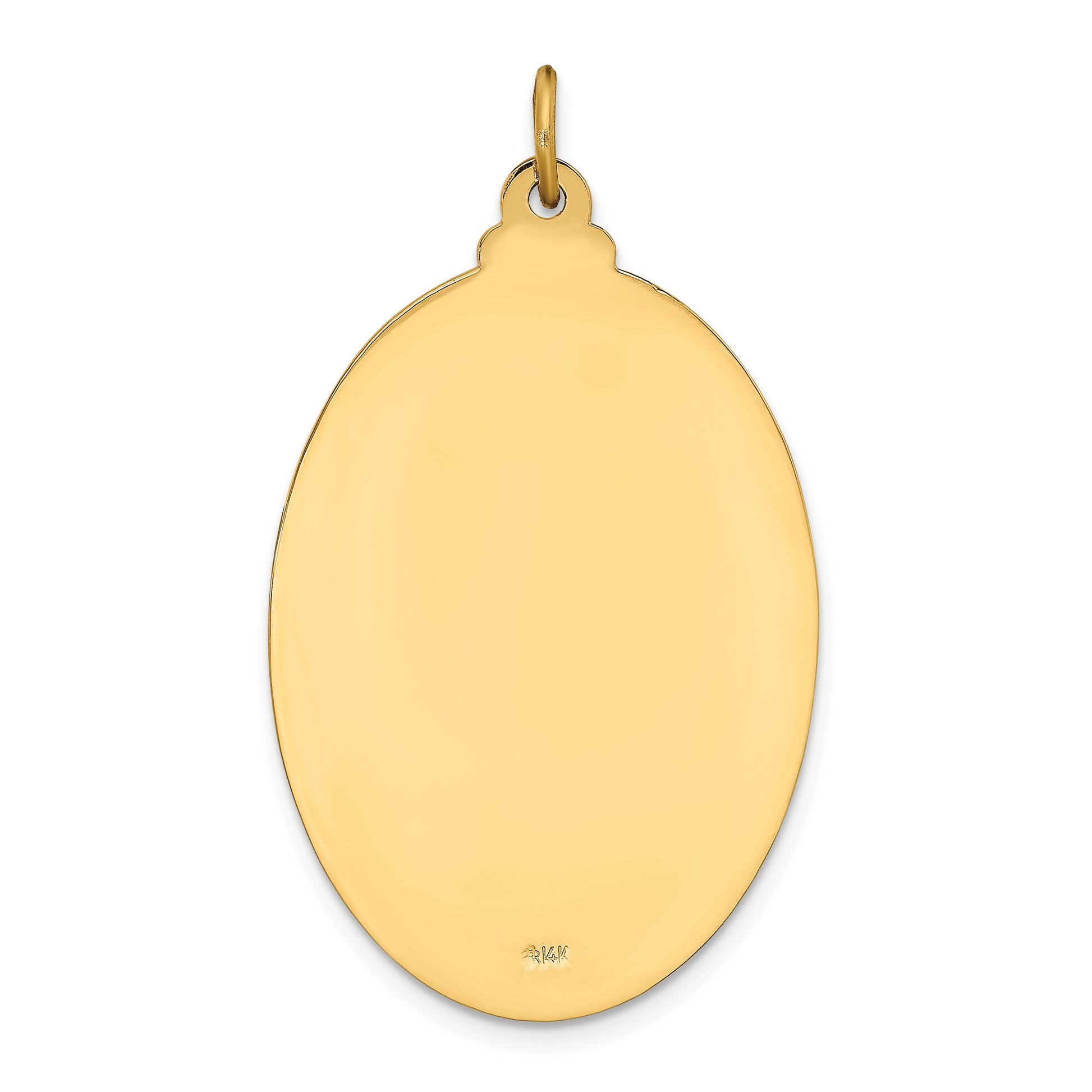 14k Polished and Satin Solid Large St. Christopher Medal Oval Pendant