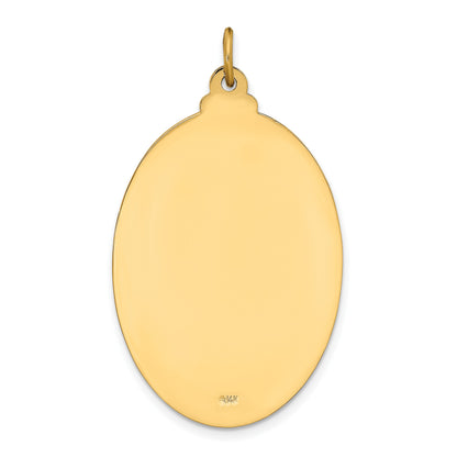 14k Polished and Satin Solid Large St. Christopher Medal Oval Pendant