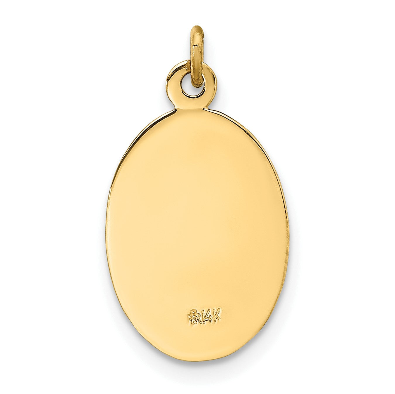 14k Polished and Satin Solid Small Oval St. Christopher Medal Charm