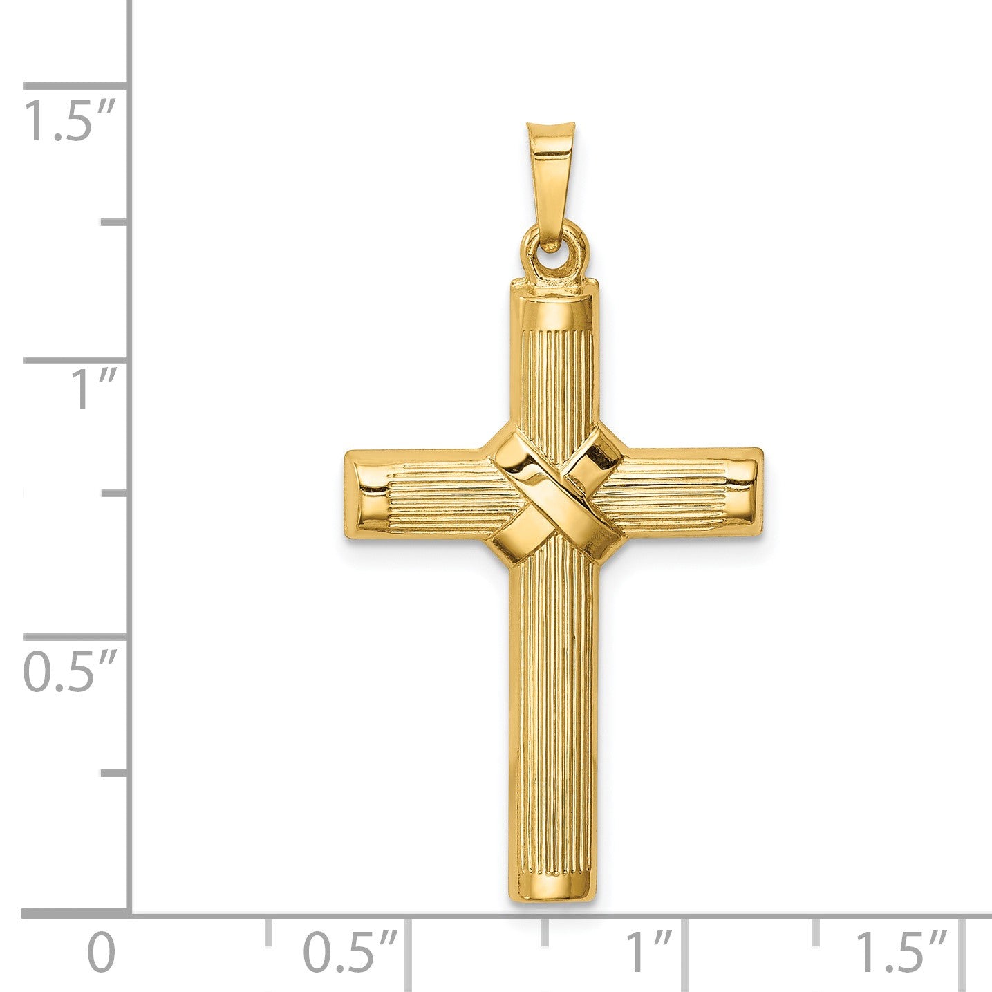 14k Hollow Polished Center -X- Cross Pendant