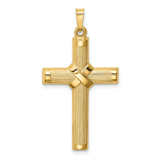 14k Hollow Polished Center -X- Cross Pendant