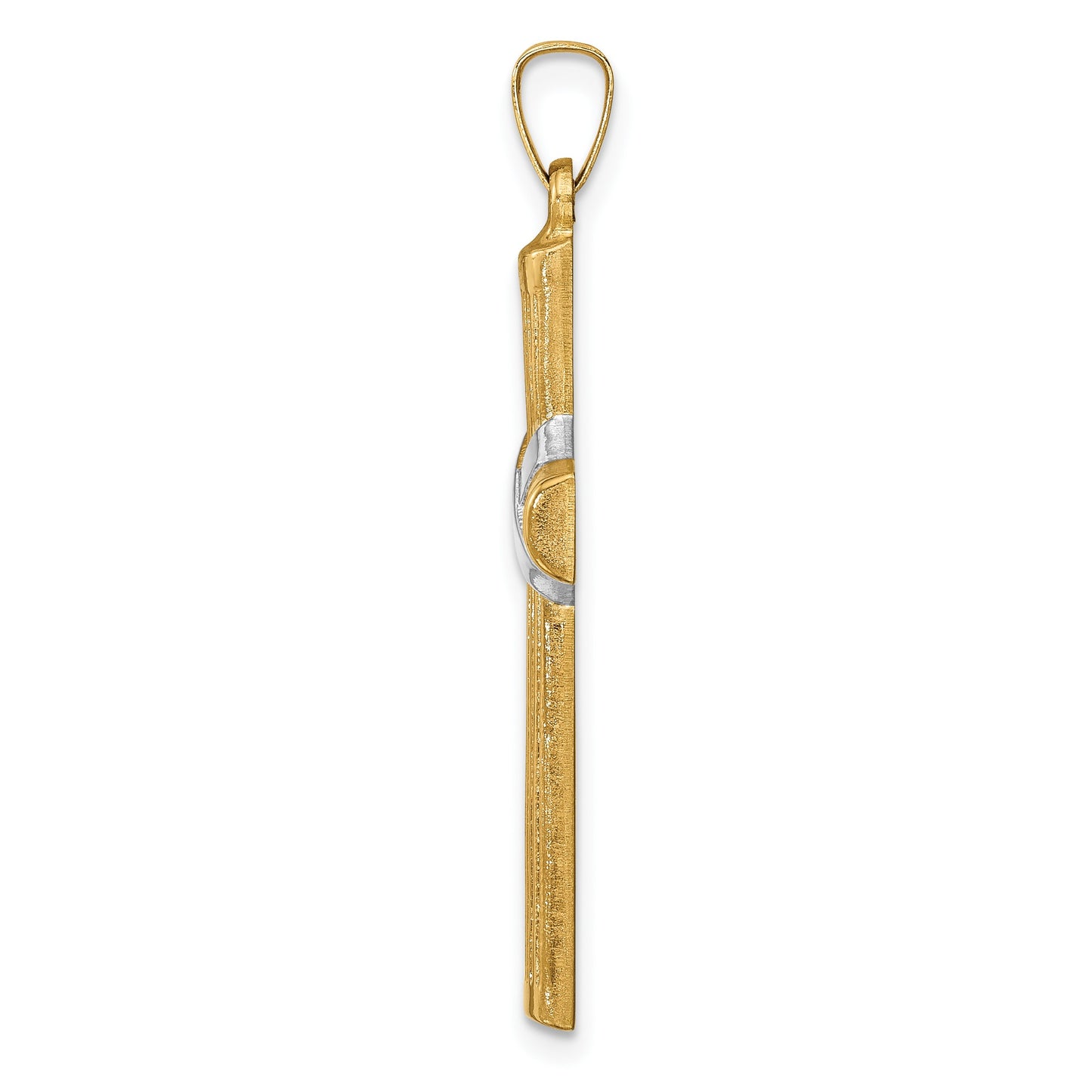 14k and White Rhodium Hollow Polished Center -X- Cross Pendant