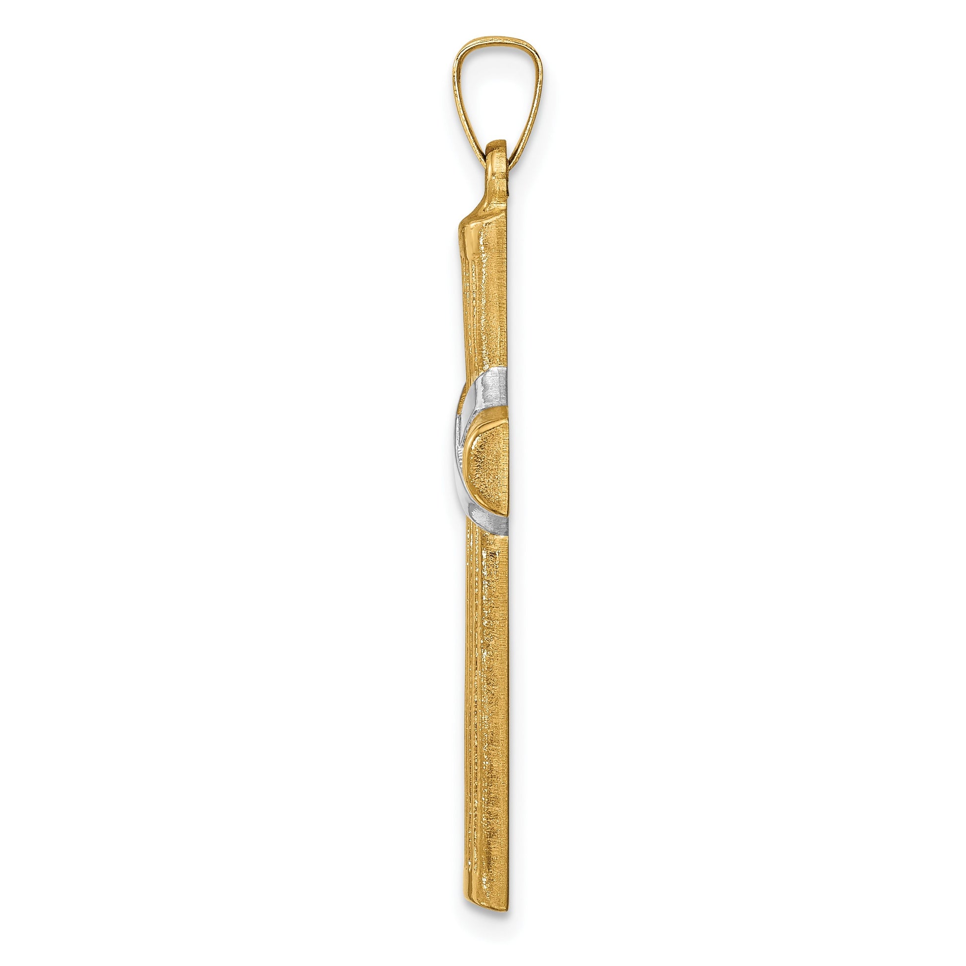 14k and White Rhodium Hollow Polished Center -X- Cross Pendant