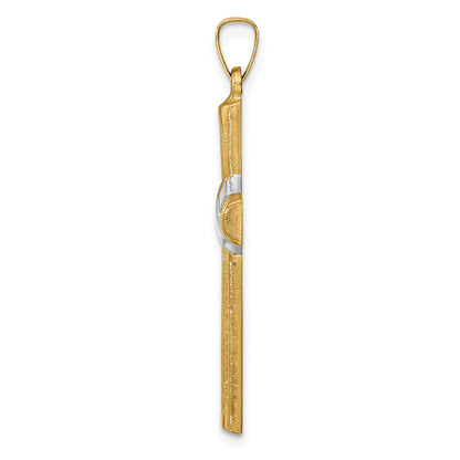 14k and White Rhodium Hollow Polished Center -X- Cross Pendant