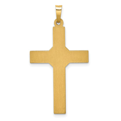 14k and White Rhodium Hollow Polished Center -X- Cross Pendant