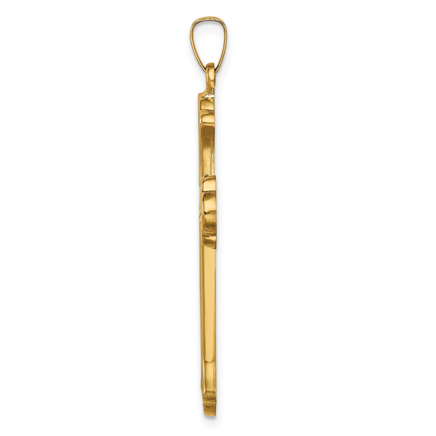 14k Hollow Polished Woven Fleur de Lis Cross Pendant