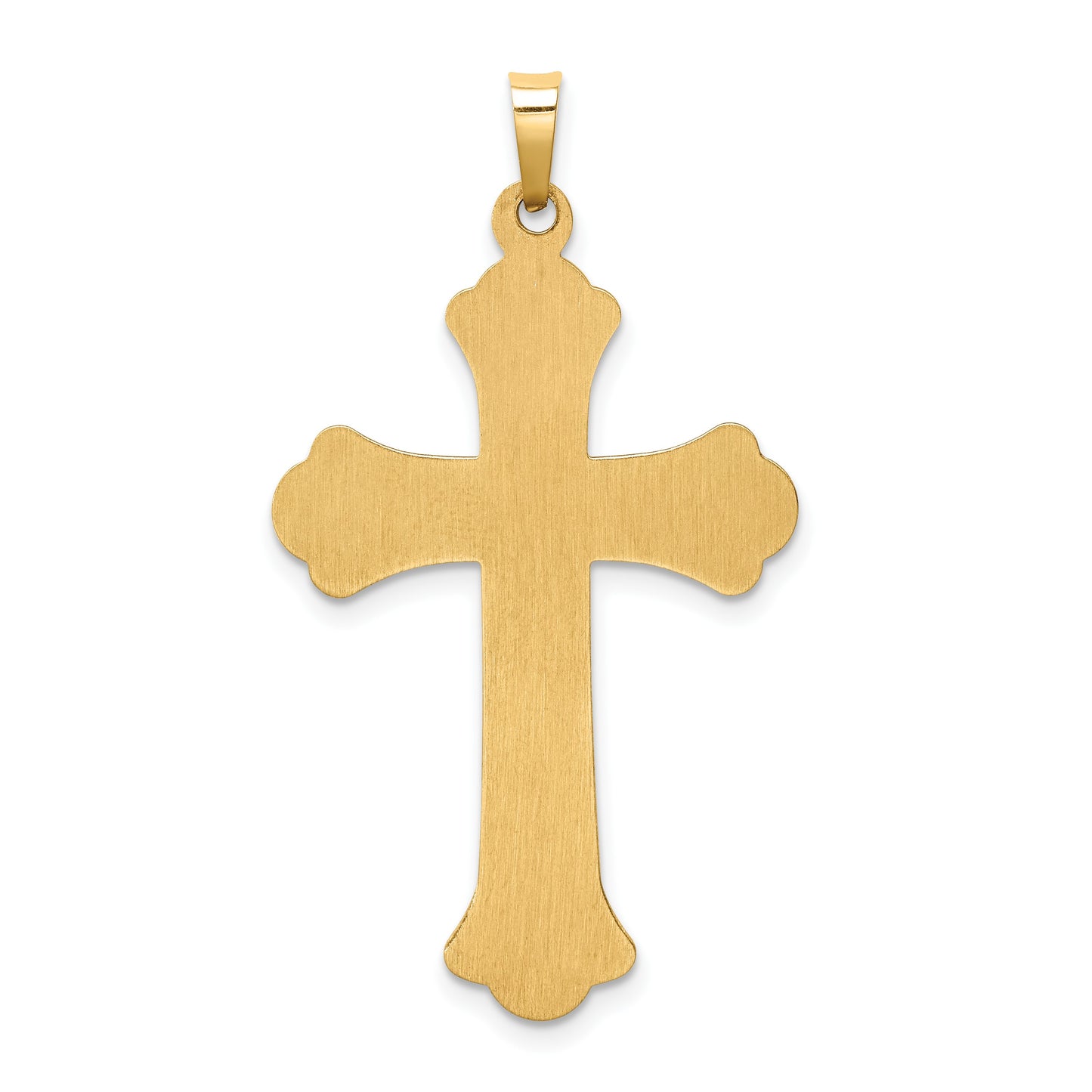 14k Hollow Polished Woven Fleur de Lis Cross Pendant