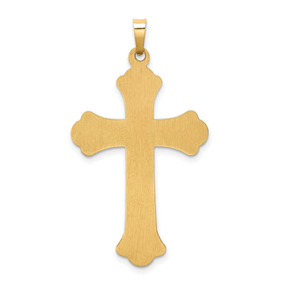 14k Hollow Polished Woven Fleur de Lis Cross Pendant