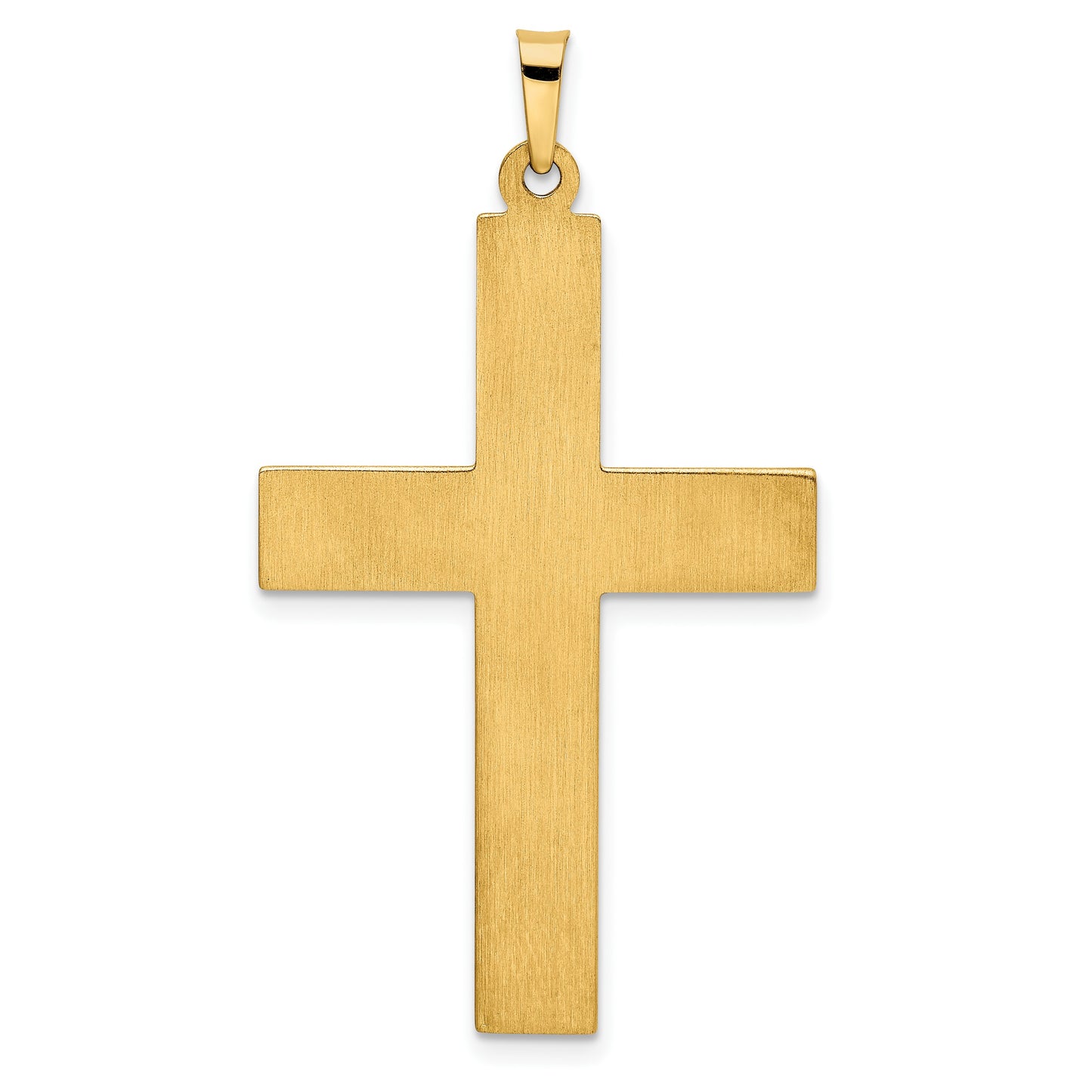 14k Hollow Polished Stripe Design Latin Cross Pendant