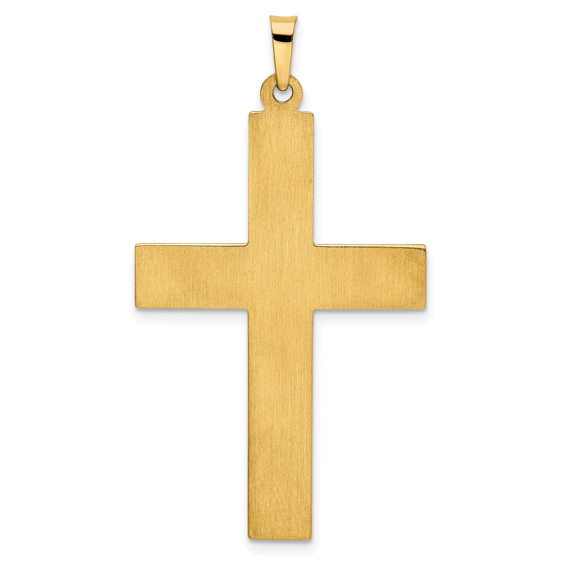 14k Hollow Polished Stripe Design Latin Cross Pendant