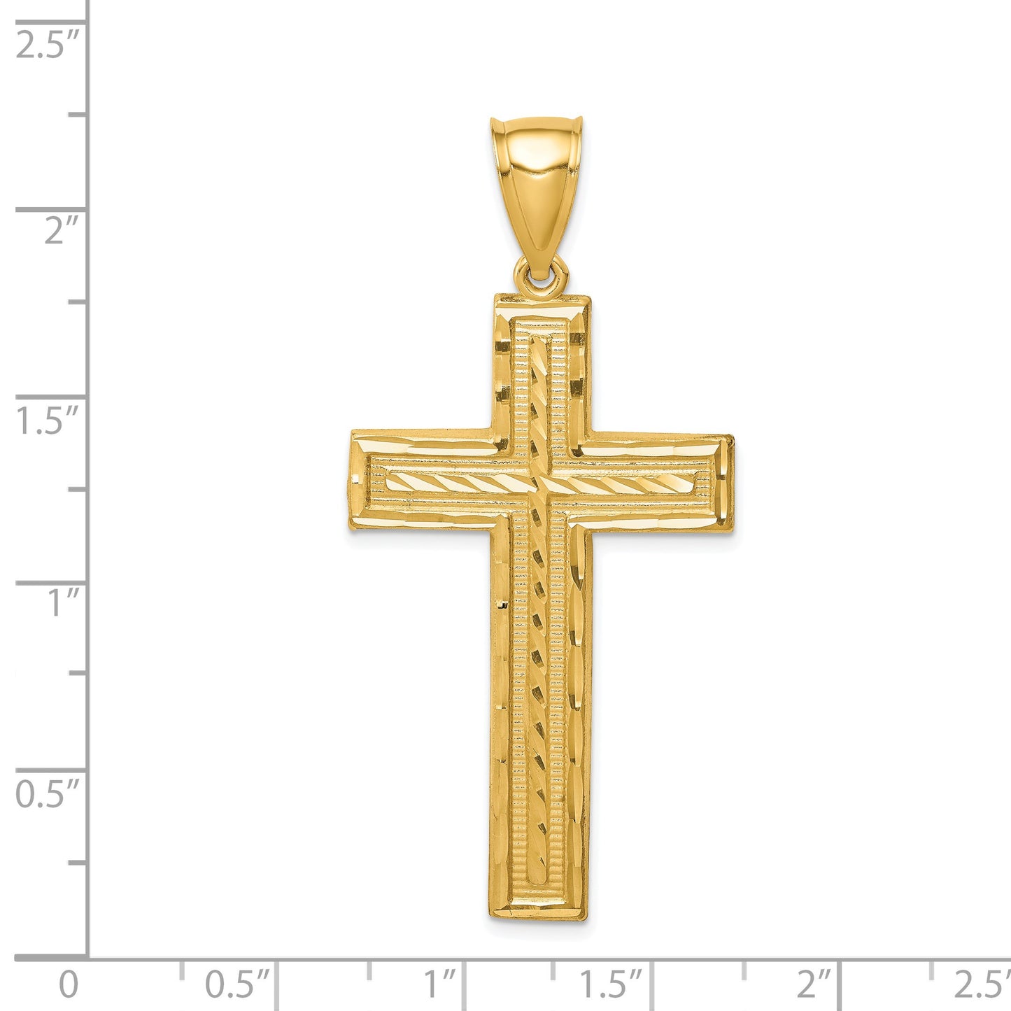 14K Large Diamond-cut Cross Pendant