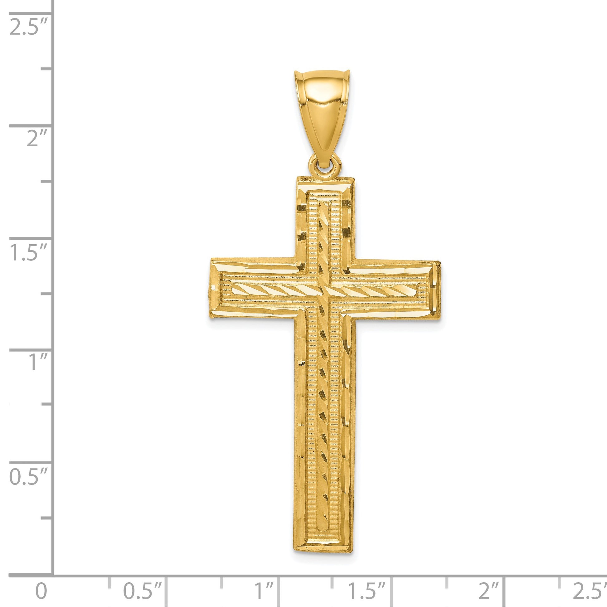 14K Large Diamond-cut Cross Pendant
