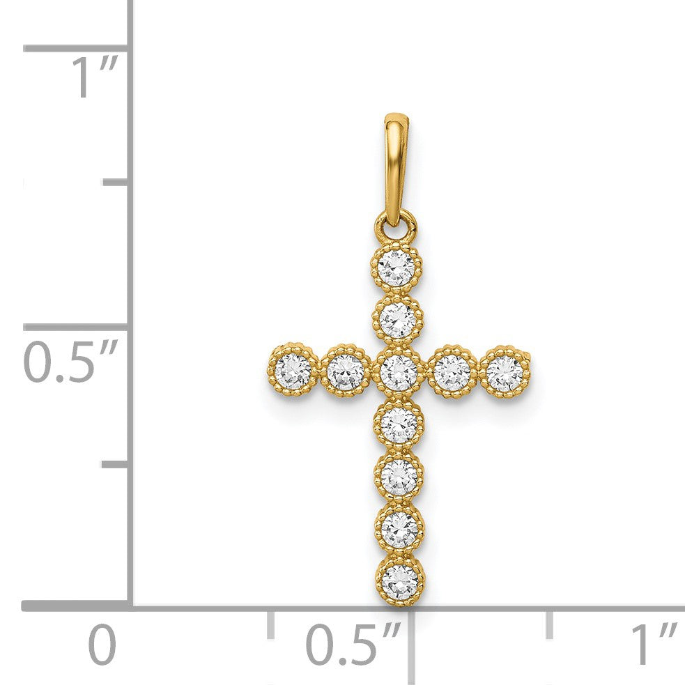 14K CZ Cross Pendant