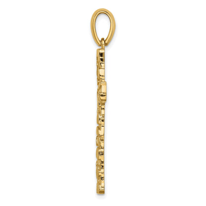 14K Large Nugget Style Cross Pendant