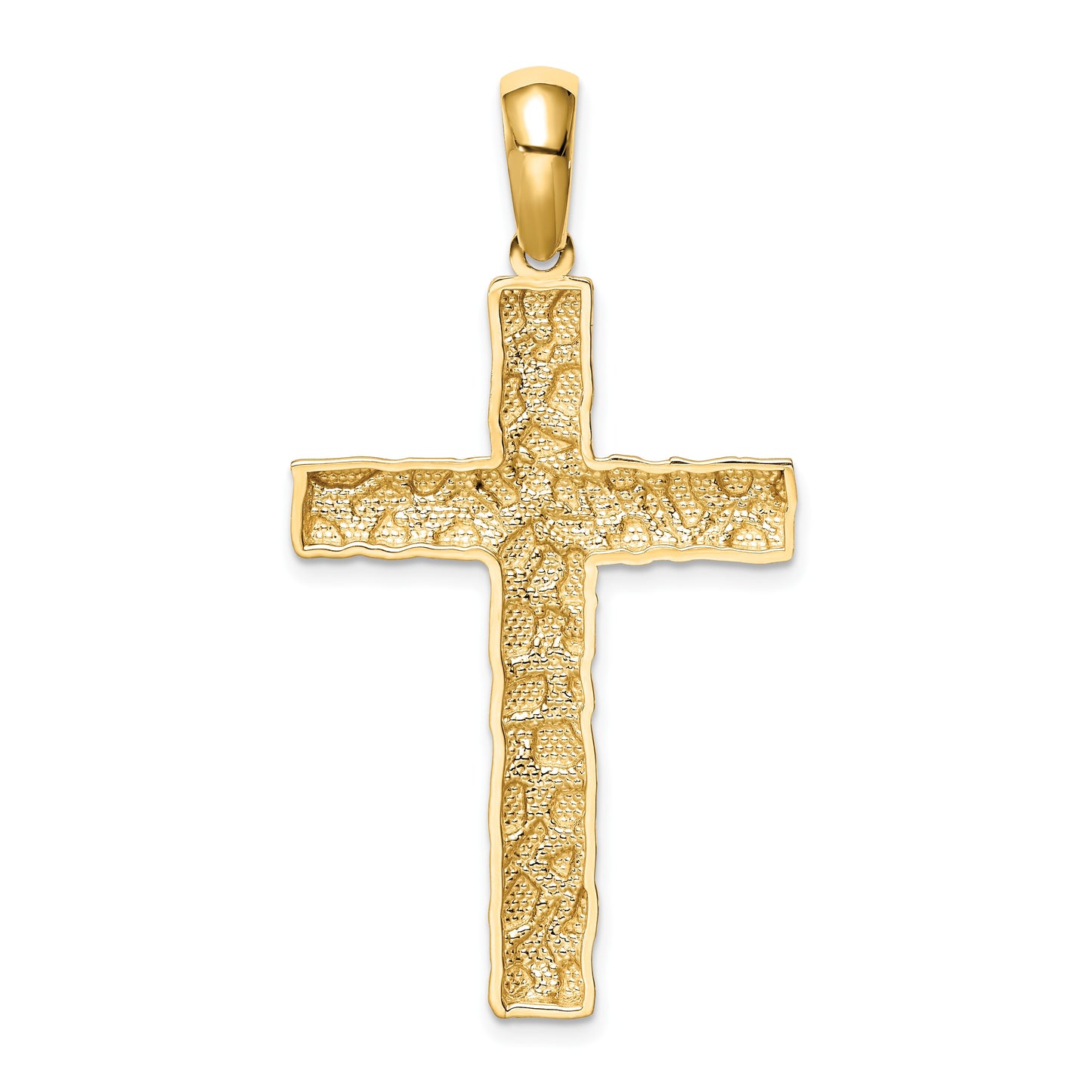 14K Large Nugget Style Cross Pendant