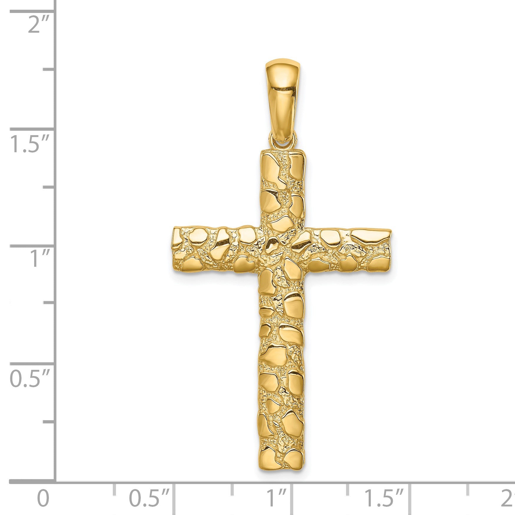 14K Large Nugget Style Cross Pendant