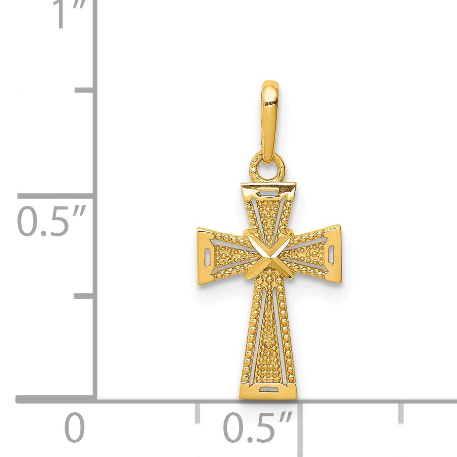 14K Diamond-cut -X- Center Cross Pendant