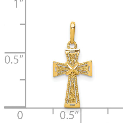14K Diamond-cut -X- Center Cross Pendant