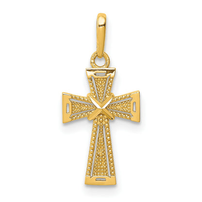 14K Diamond-cut -X- Center Cross Pendant