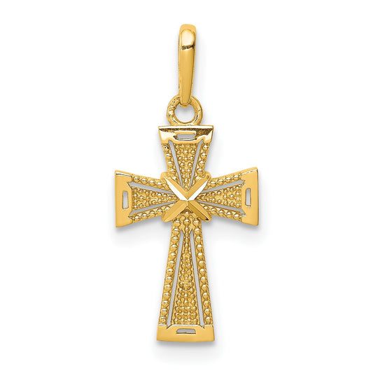 14K Diamond-cut -X- Center Cross Pendant
