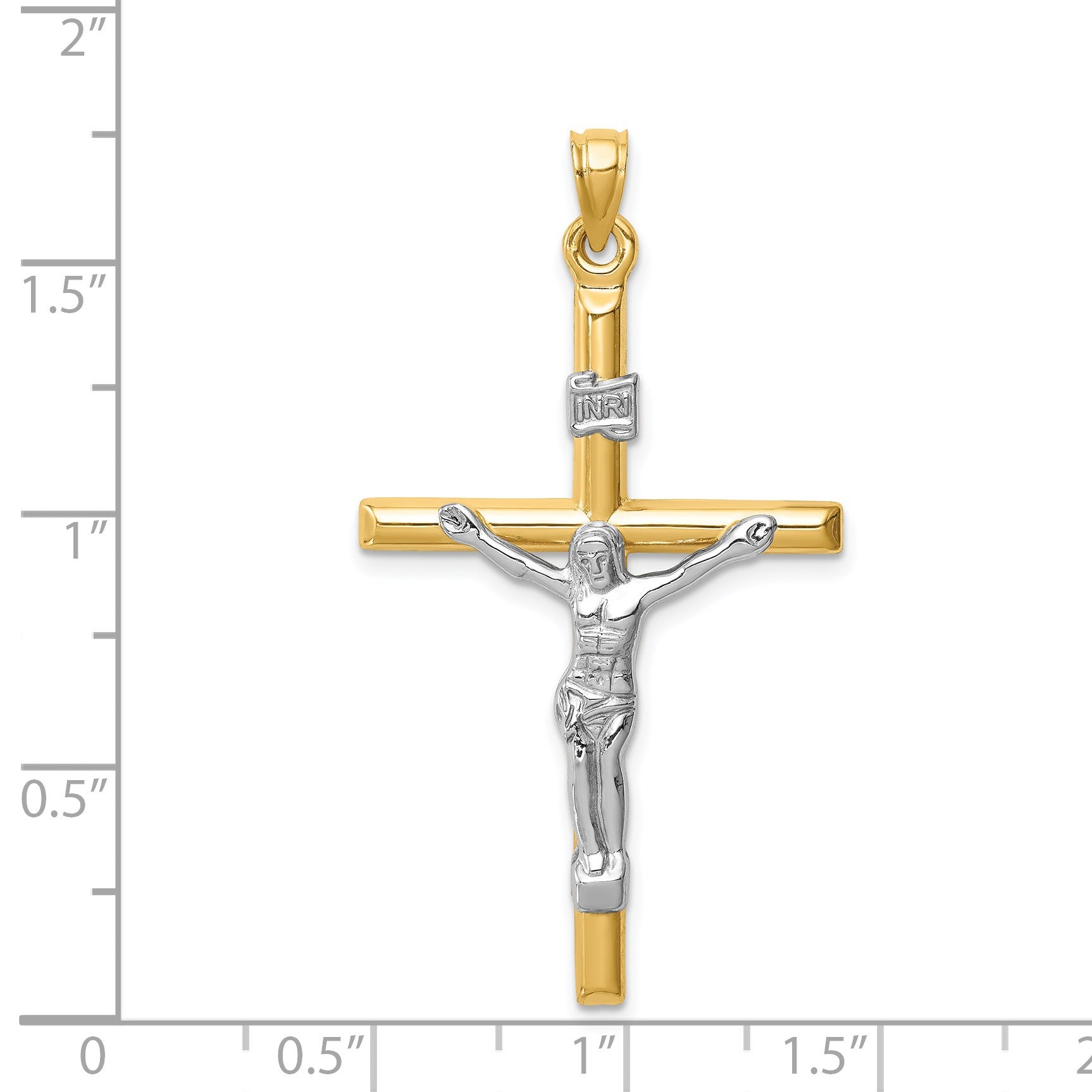 14k Two-tone Hollow Crucifix Pendant