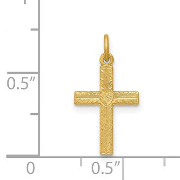 14k Heart Cross Charm