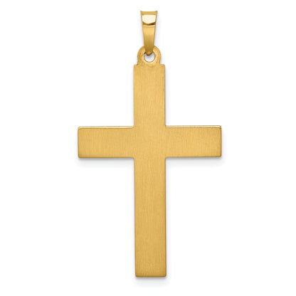 14k Two-tone Hollow Polished Textured and Striped Latin Crucifix Pendant