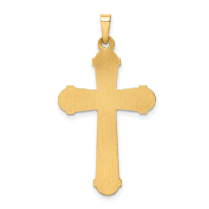 14k Two-tone Hollow Polished Chevron Design Crucifix Pendant