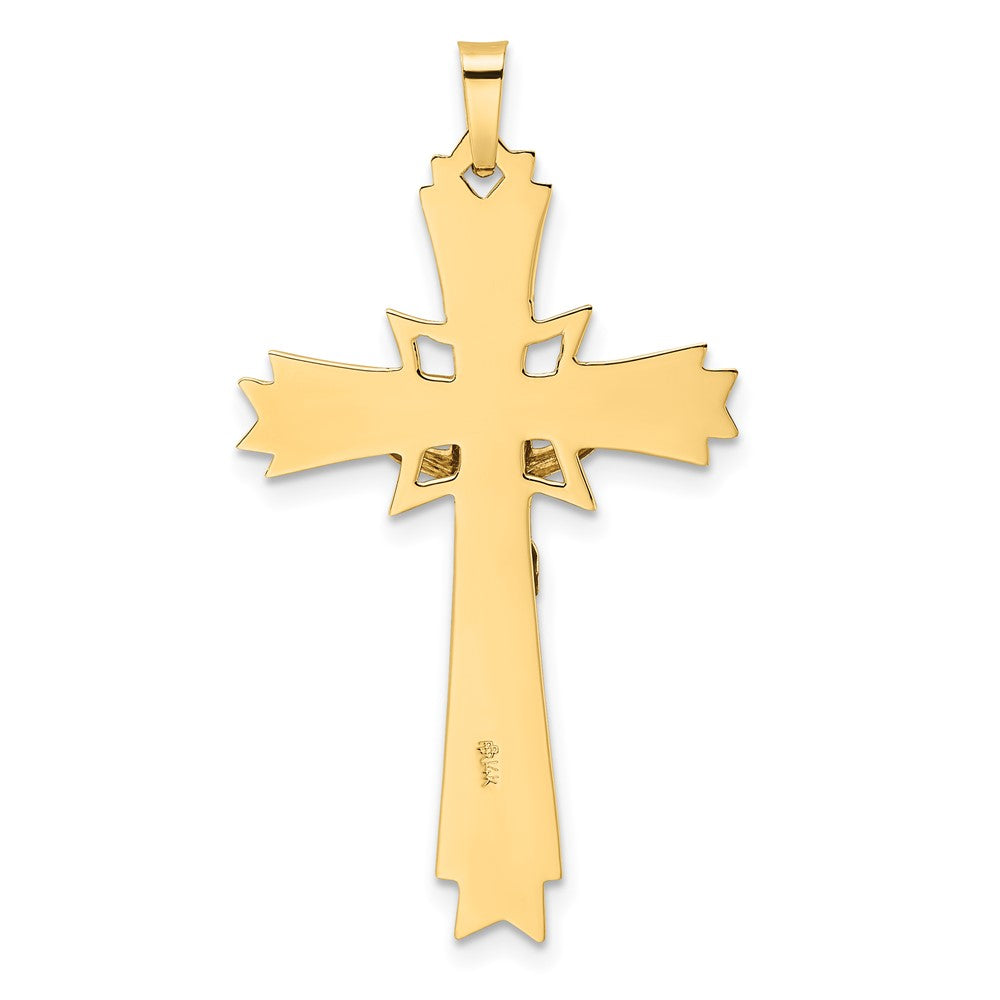 14k Two-tone Polished Solid Fancy INRI Crucifix Pendant