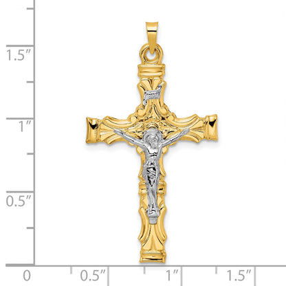 14k Two-tone Solid INRI Crucifix Pendant