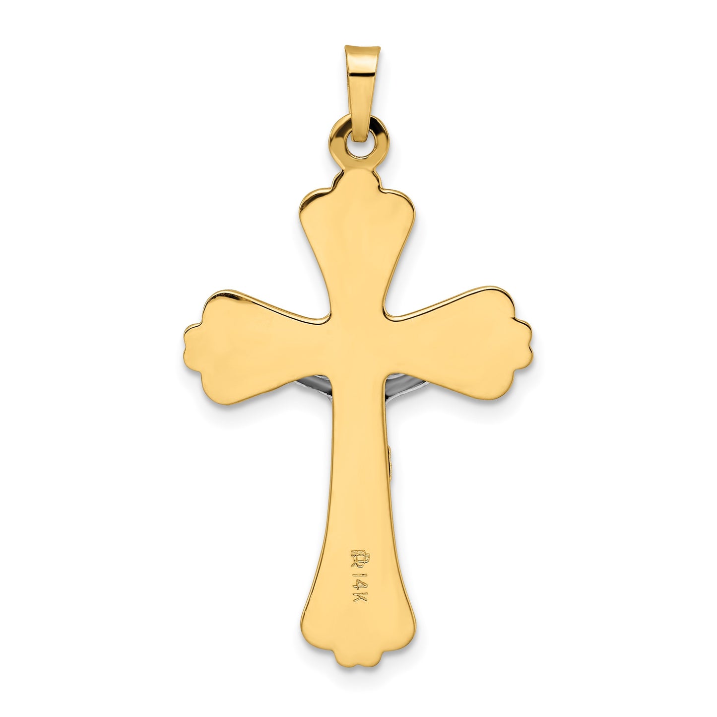 14k Two-tone Polished Solid INRI Crucifix Cross Pendant