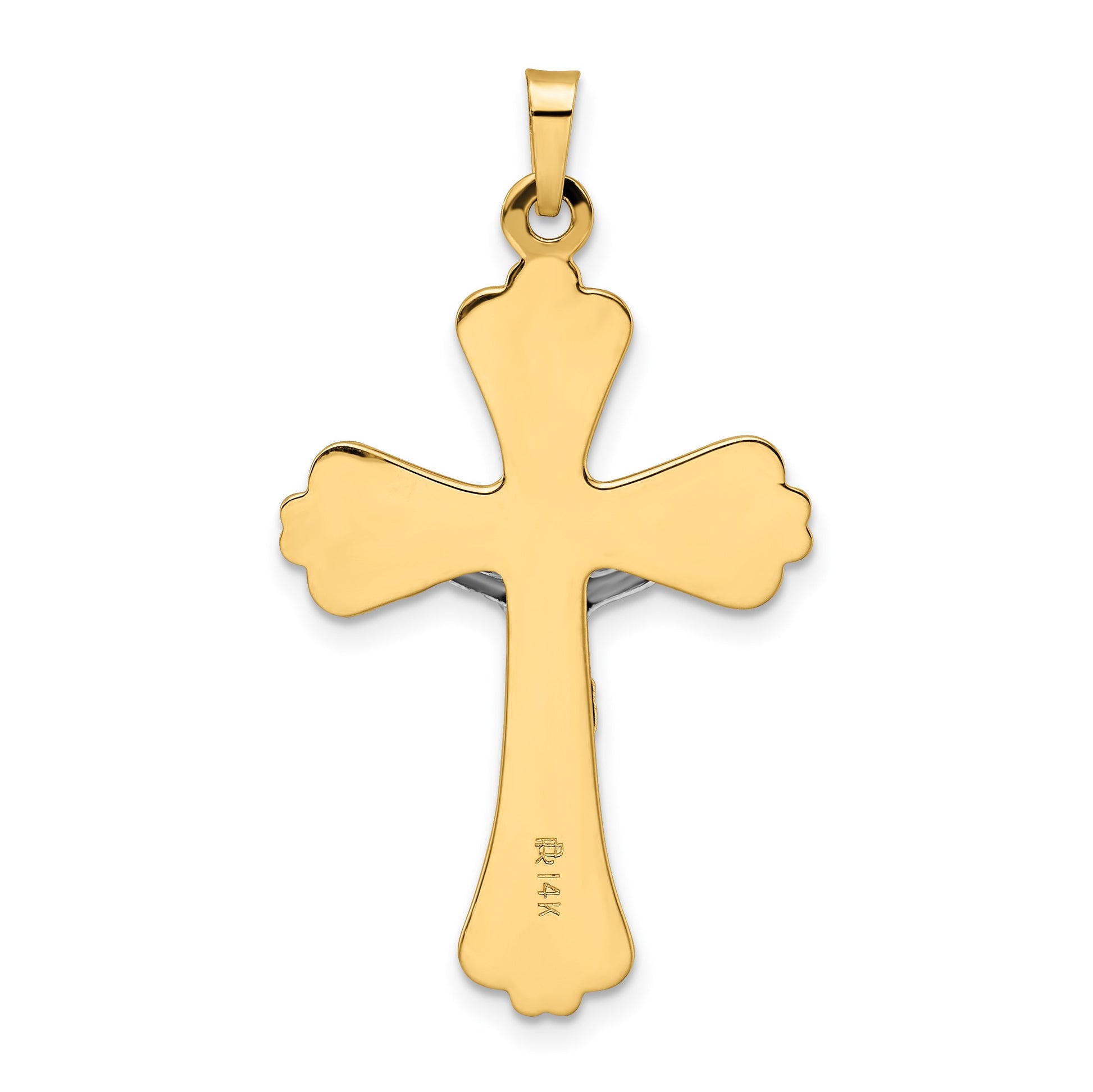 14k Two-tone Polished Solid INRI Crucifix Cross Pendant