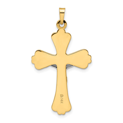 14k Two-tone Polished Solid INRI Crucifix Cross Pendant