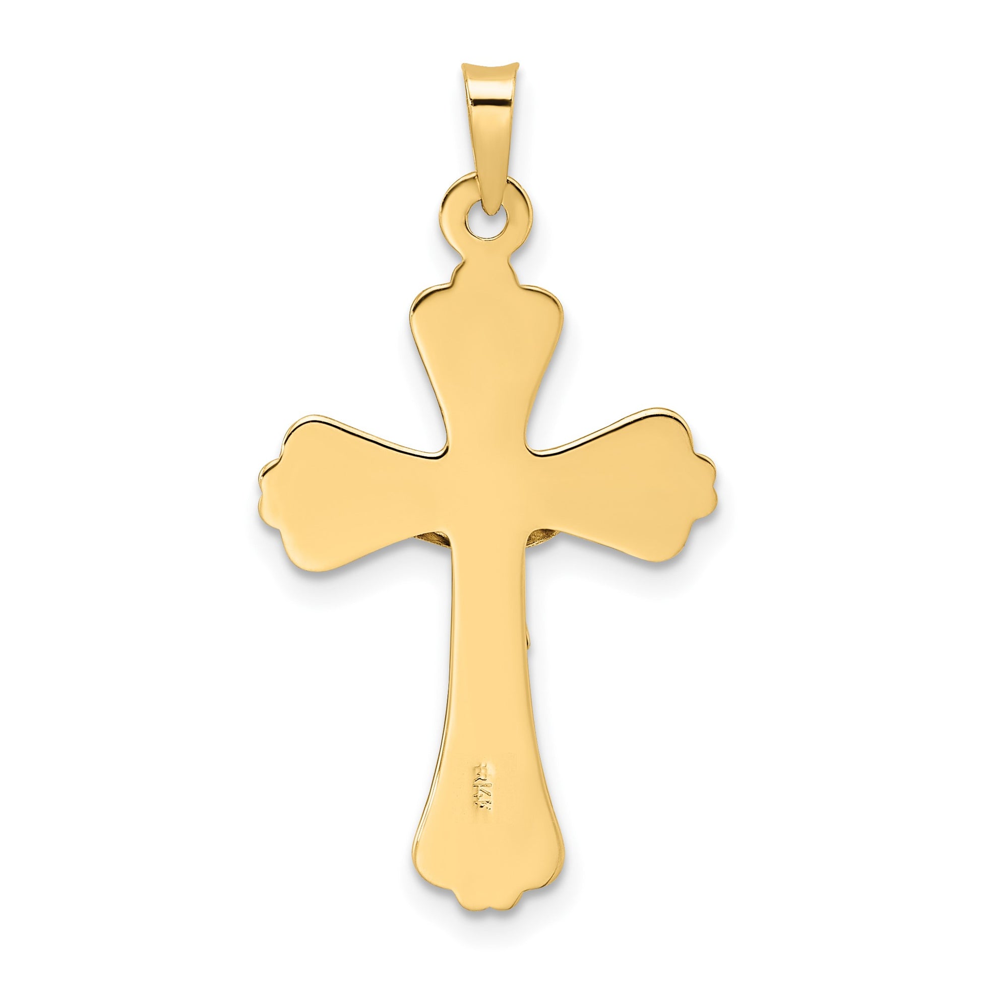 14k Two-tone Polished Solid INRI Crucifix Pendant
