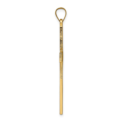 14k Polished and Line Design Solid Cross Pendant