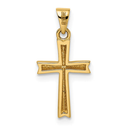 14k and White Rhodium Diamond-cut Small Latin Cross Pendant