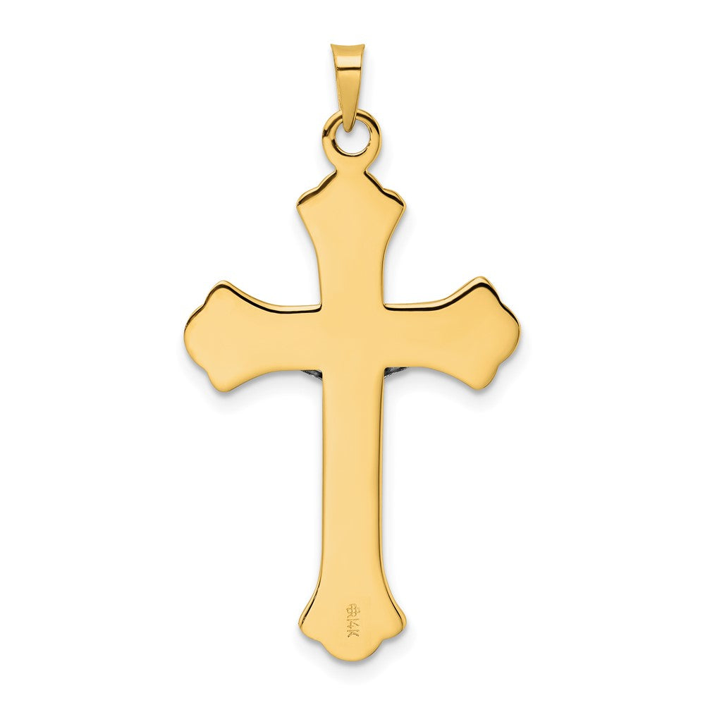 14k Two-tone Polished Solid INRI Fleur de Lis Crucifix Pendant