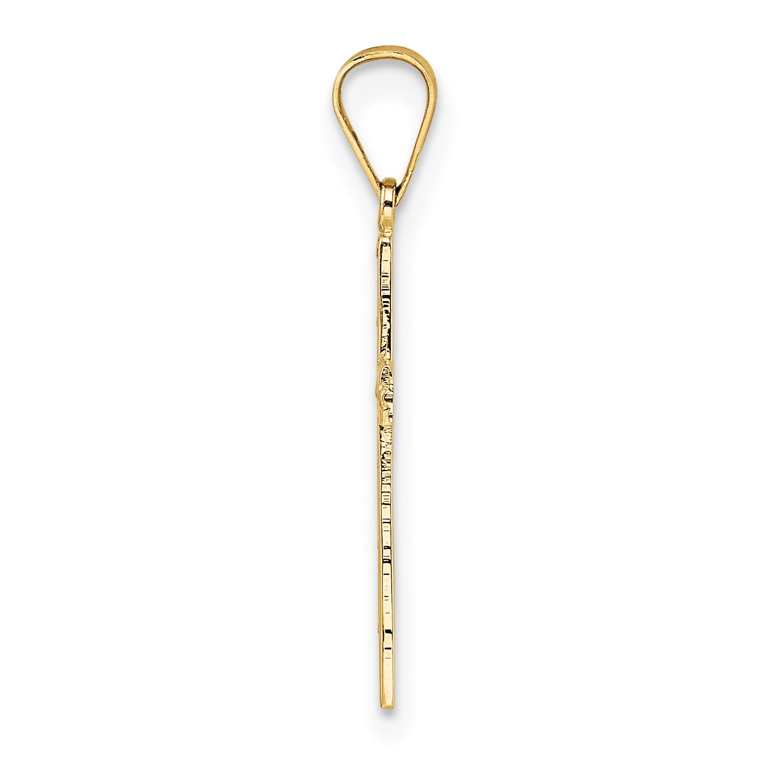 14k Polished Solid Cut-out Cross Pendant
