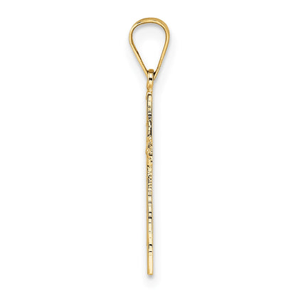 14k Polished Solid Cut-out Cross Pendant